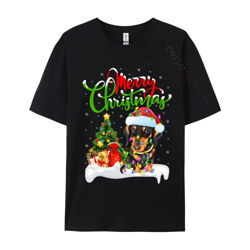 Xmas Decorations Santa Dachshund Dog Christmas T Shirt Funny Graphic Tshirt All Cotton Soft Nice Camisetas For Men