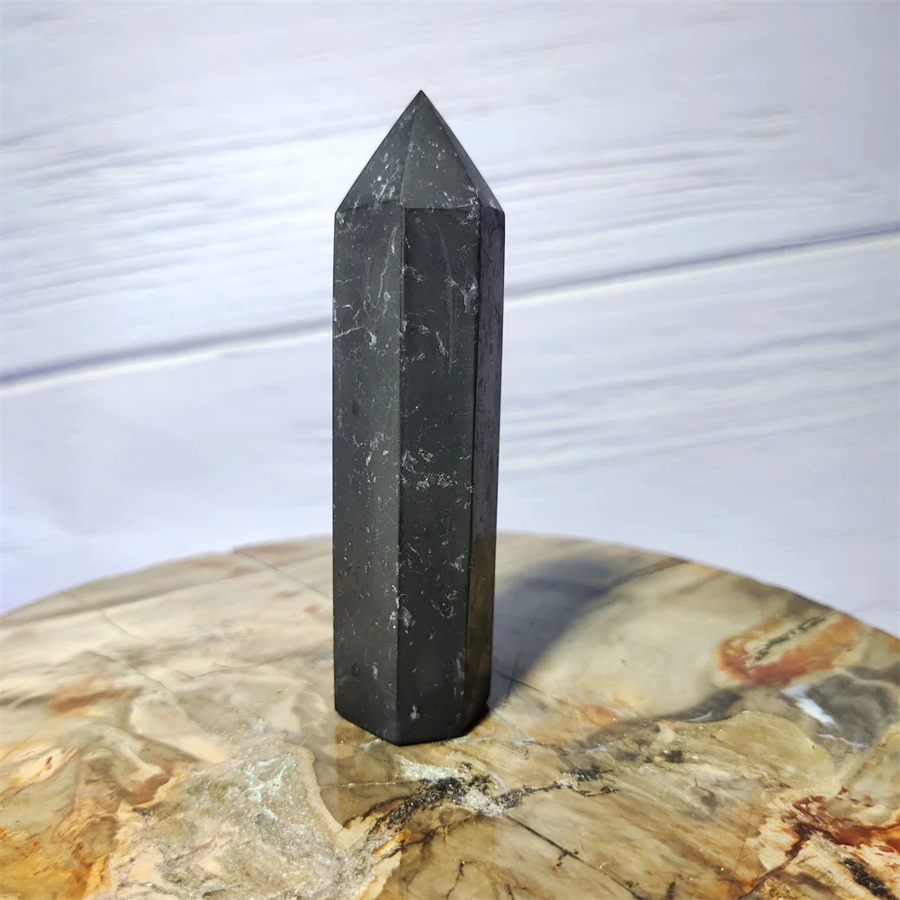 Natural Black High Quality Graphite Schungite  Crystal Wand Gemstone Tower DegaussingSpiritual Gravel Ornaments  Home Decoration