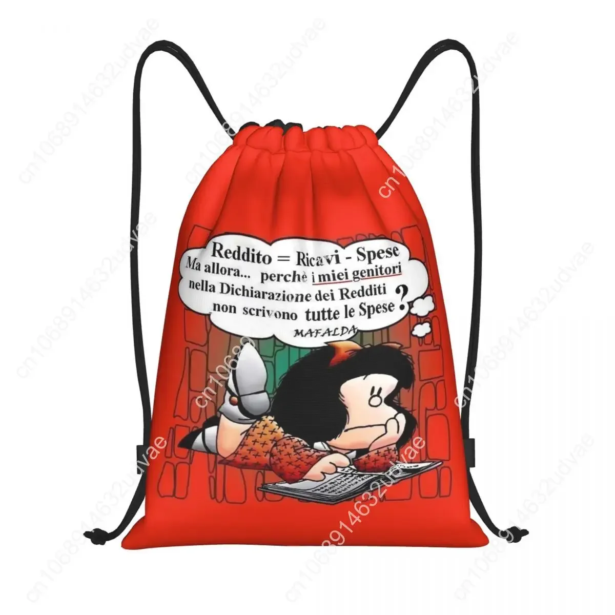 Qu37Comic Cartoon Personalized Backpack for Men and Women Mafalda Proximity Shoulder Bag, Lightweight Storage Bag