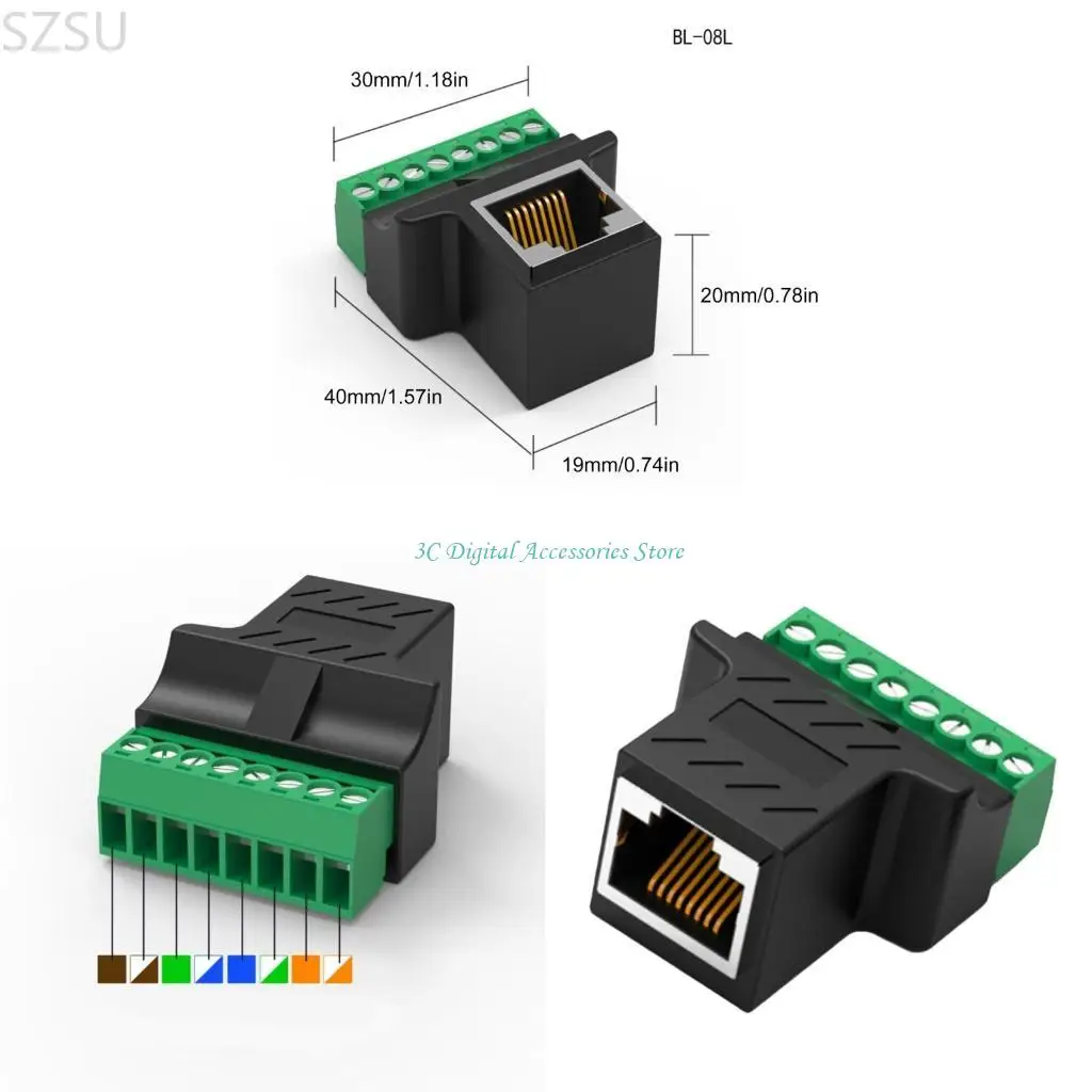 

SZSU RJ45 Screw Terminal Adapter Connector Ethernet Connector RJ45 Female to 8Pin