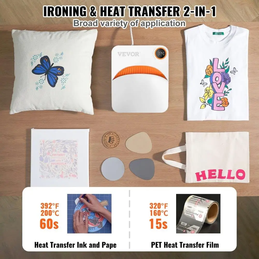 Portable 7x6 Heat Press Machine for t -Shirts Bags Pillows Vinyl Projects Coated Sublimation Transfer Quick Easy