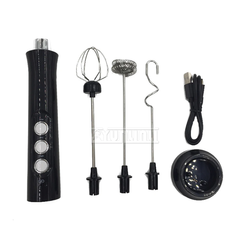 2025 Stainless Steel Electric Milk Frother Handheld Wireless Coffee Whisk Mixer Portable Milk Mixer