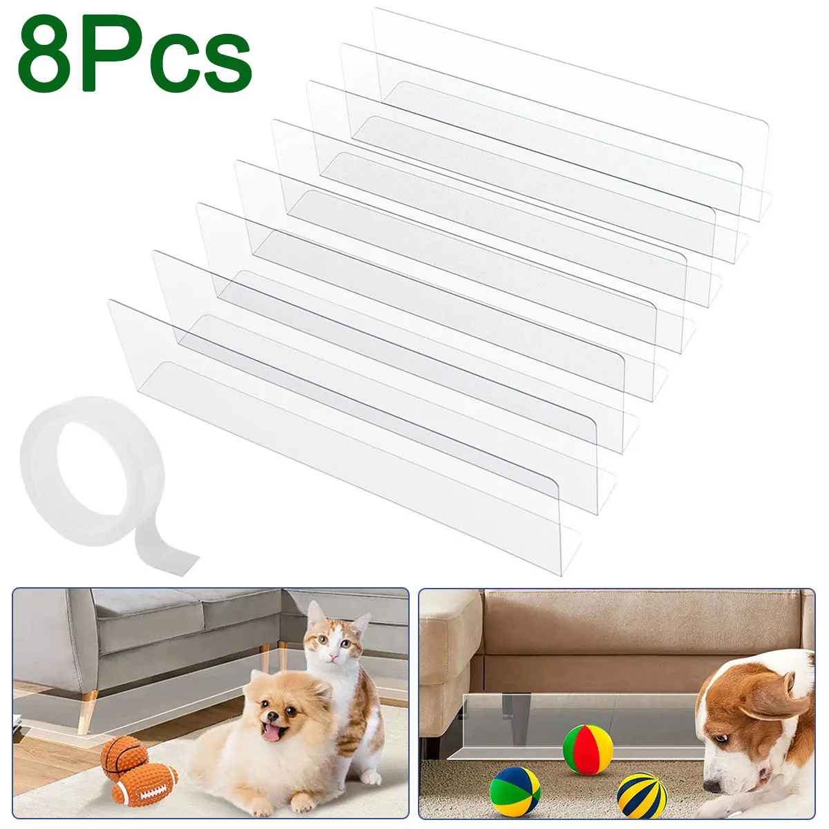 8Pcs Toy Blockers For Under Couch Blocker Waterproof PVC Stop Things From Going Under Sofa Furniture Bed For Pets Kids