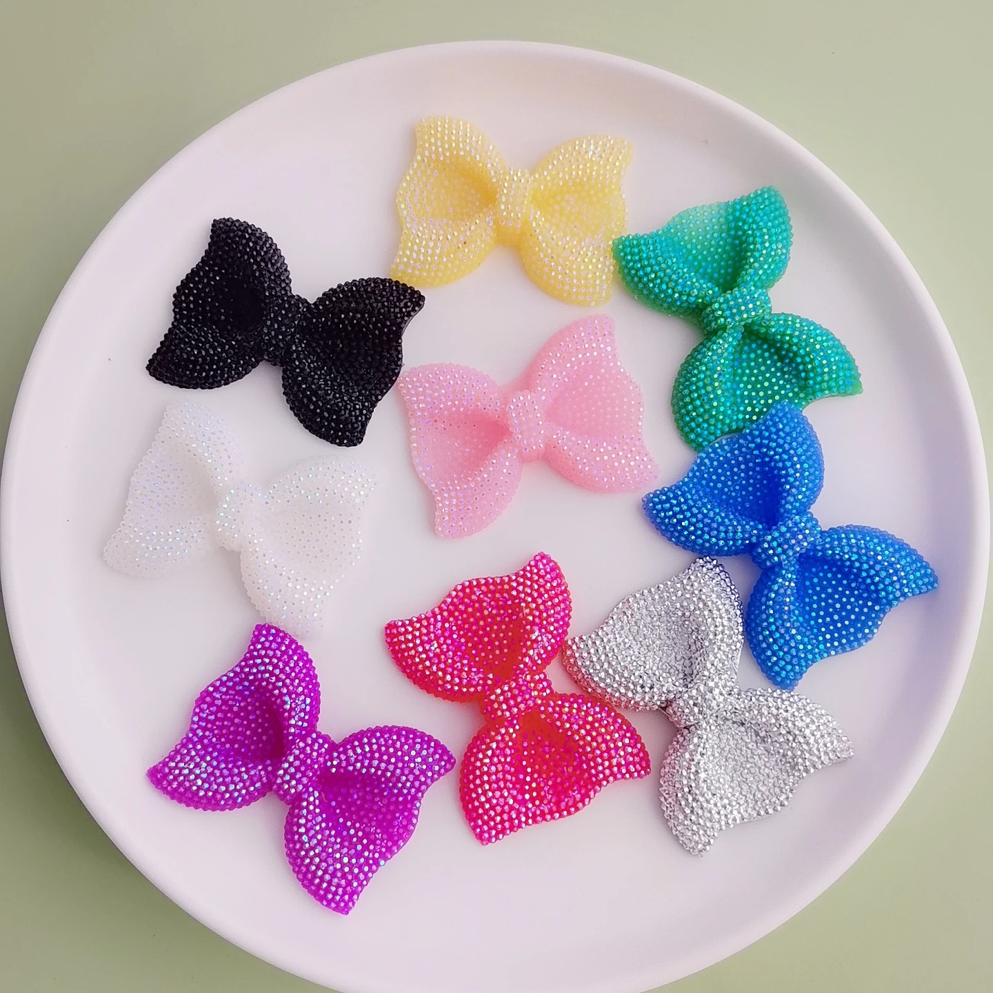 Resin Rhinestone AB Color Bows Bowknot Flatback Cabochons Scrapbooking for Phone Decor DIY Hair Bows Center Accessories