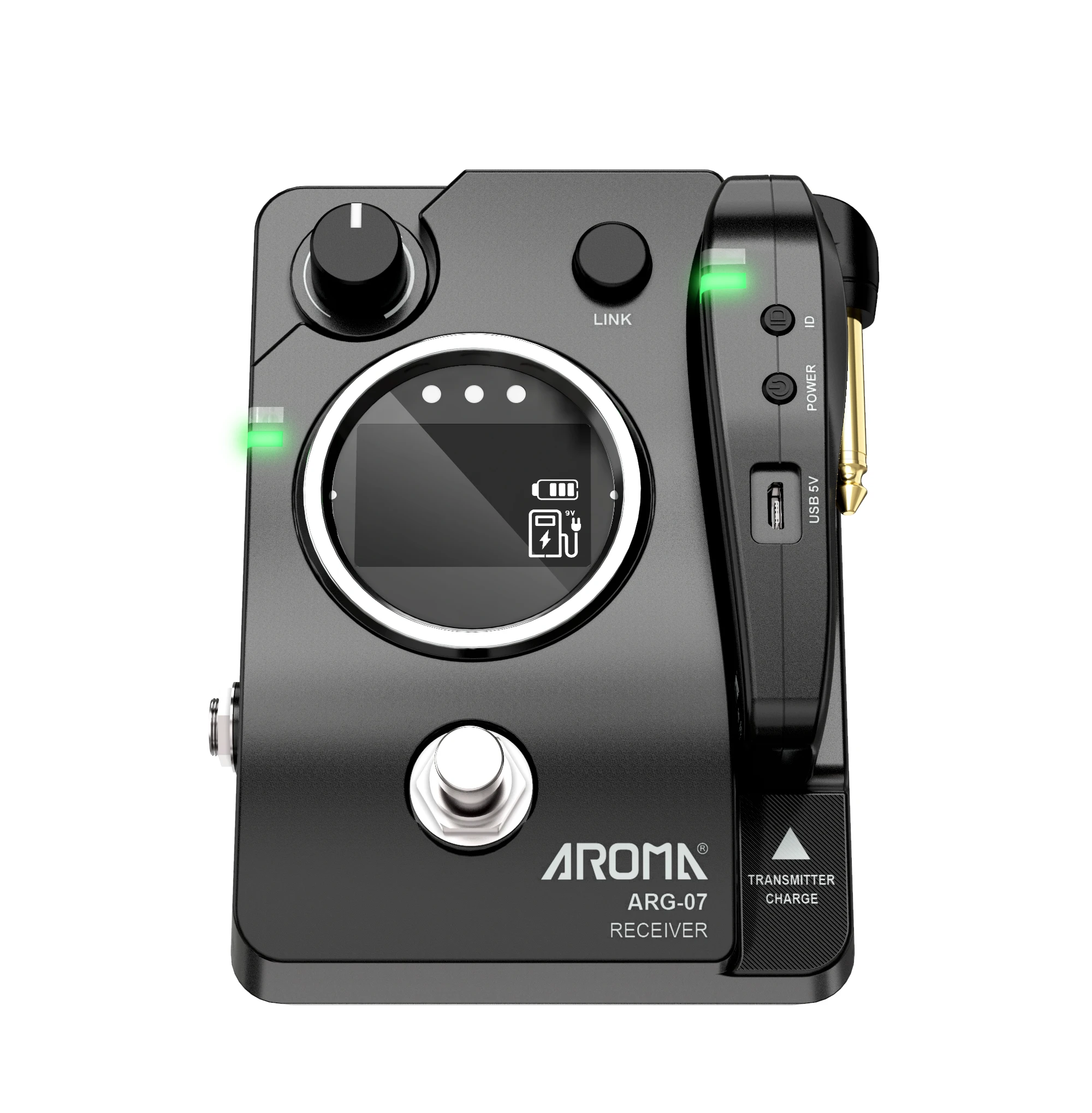 AROMA ARG-07 Guitar Wireless Transmission System Transmisster Receiver LCD Display Built-in 4 Channel Max 35m Range Guitar Parts