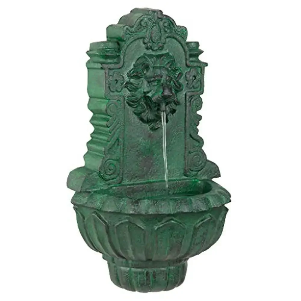 Lion Head Wall Fountain Garden Decor Resin Adjustable Durable Self Contained Water Feature Outdoor Indoor 15½