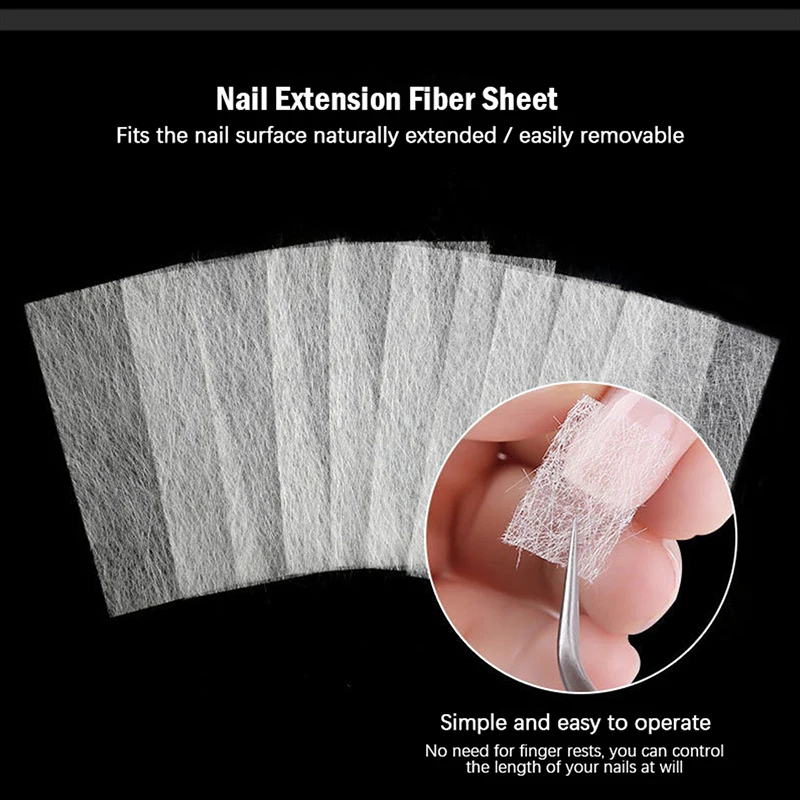 Random 10Pcs Silk Fiberglass For Nail Extension Form Non-Woven Silks UV Gel Fiber.