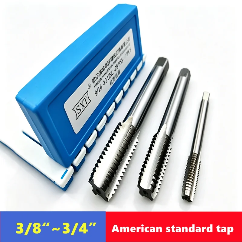 3/8 7/16 1/2 9/16 5/8 11/16 3/4 HSS American Standard Straight Groove Tap , UNC UNF UNS UNEF Machine tool thread tapping tool
