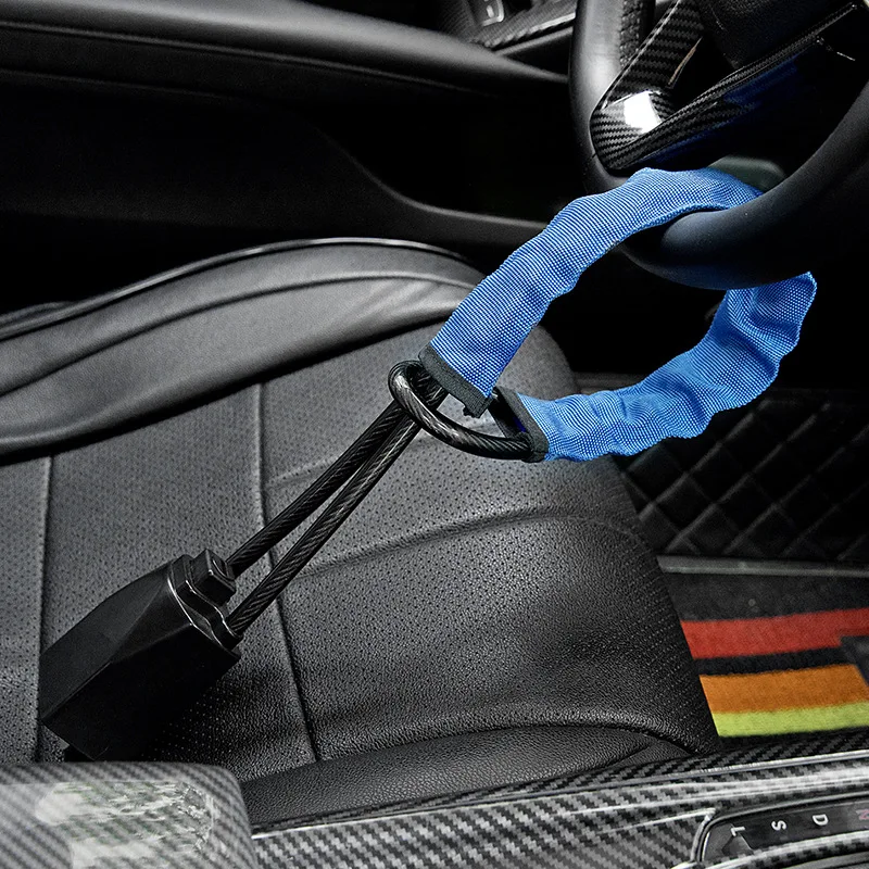 Car Steering Wheel Anti Theft Lock Seat Belt Buckle Steel Wire Cable Security Lock Vehicle Safety Accessory For Auto SUV Truck