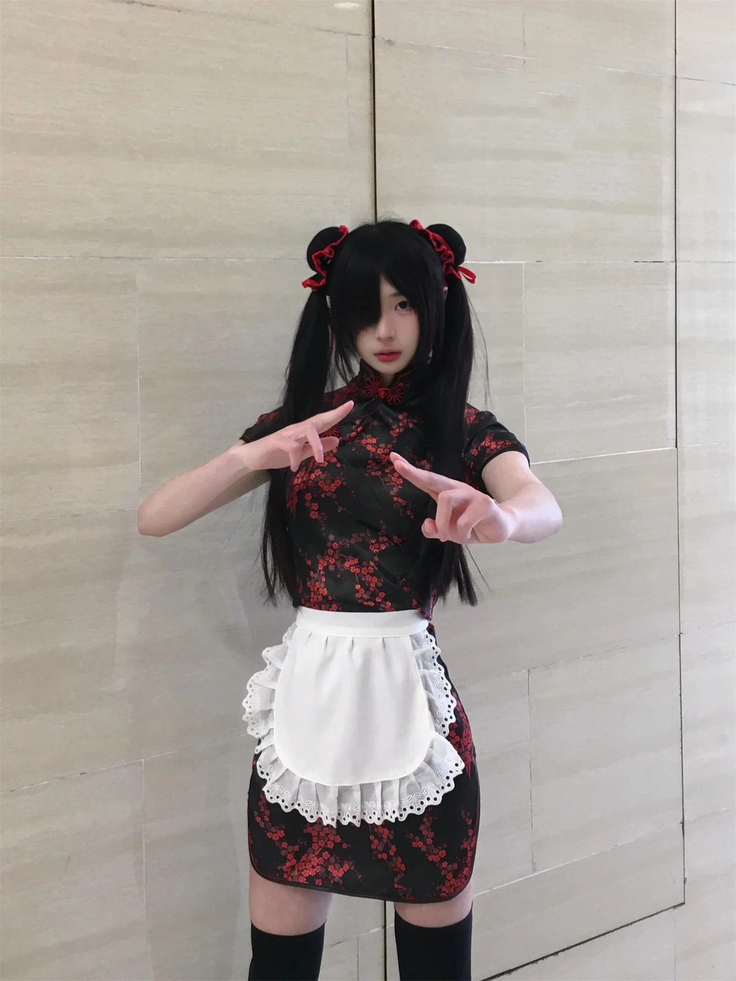 فستان تشيونغسام جديد بالطراز الصيني، زي تنكري للهالوين وعيد الميلاد، تنورة خادمة ناعمة للفتيات، تشيونغسام قصير للارتداء اليومي