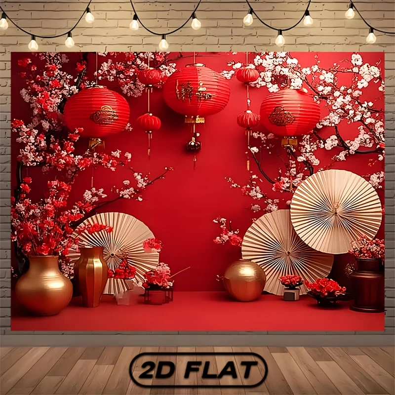 PLAT 2D, fête du nouvel an chinois, fond de photographie-tissu de photographie de grande taille, bannières de fête extérieures et intérieures