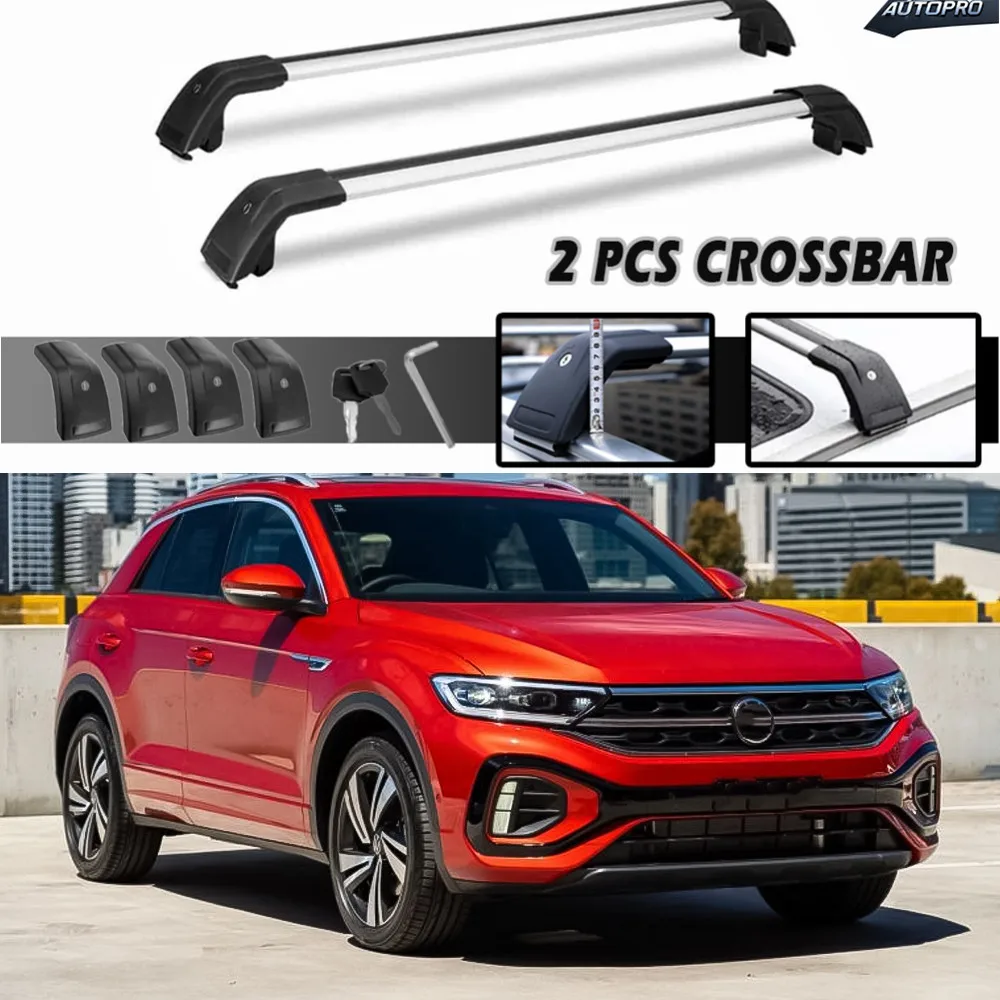 

2 шт., черная перекладина, регулируемая, подходит для Volkswagen T-ROC 2017-2024, багажник на крышу, запираемые грузовые перекладины