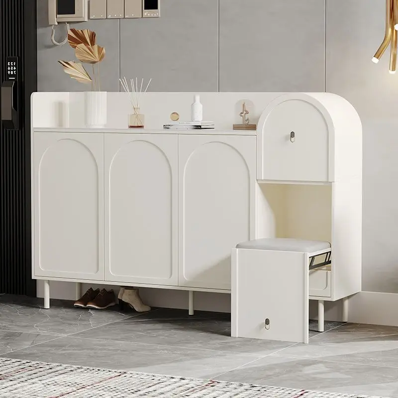 

French-style Home Shoe Cabinet Seat Stool Integrated 2024 New Popular Small Apartment Door Household