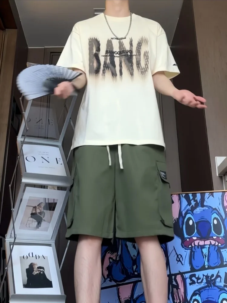 

Летние тонкие мужские рабочие шорты: повседневные, спортивные, универсальные, средней длины, в японском стиле, дышащие, легкие, карго-шорты