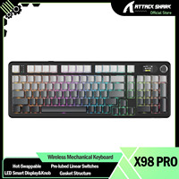 ATTACK SHARK X98 RGB Wireless Mechanical Keyboard,LED Smart Display&Knob, Hot Swappable,Pre-lubed Linear Switches