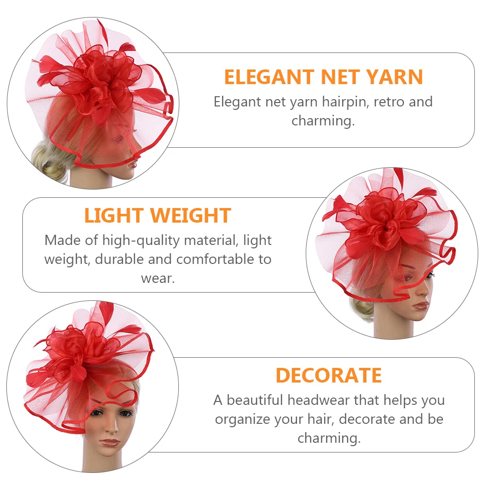 

Mesh Net Hat Elegant Hairpin Bridal Wedding Party Headdress Women Vintage Accessories Hair Supply Retro Charm