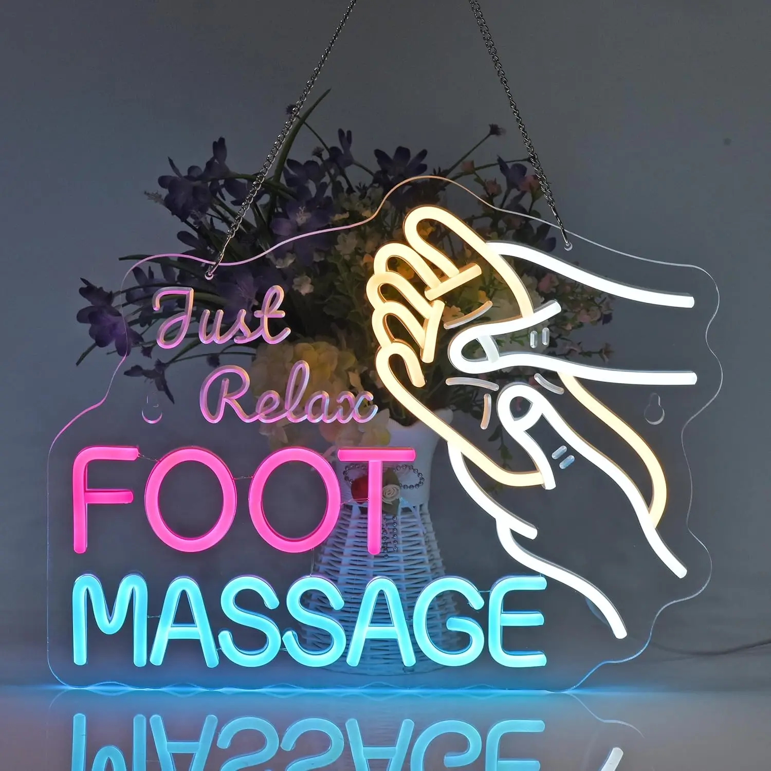 Foot Massage Neon Sign LED Dimmable Neon Light for Foot Relax Massage Room Foot Baths Spa Salon Wellness Center Wall Decor Gift