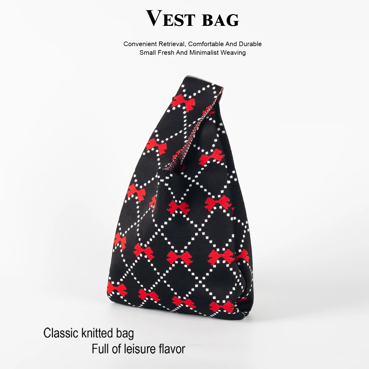 Elegant Women's Bow-Knot Knitted Handbag, Perfect for Going Out, Commuting, Shopping, and Traveling, Suitable for Women to Carry Their Phones, Keys, Cosmetics, Lipstick, Water Bottle, Open and Breathable, Usable in All Seasons and for Various Occasions