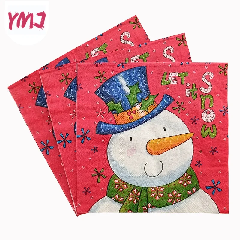 Christmas New Printed Napkins Party Decoration Paper Wholesale Household Napkins Paper Placemats 2-Ply 20pcs/Pac 33*33cm