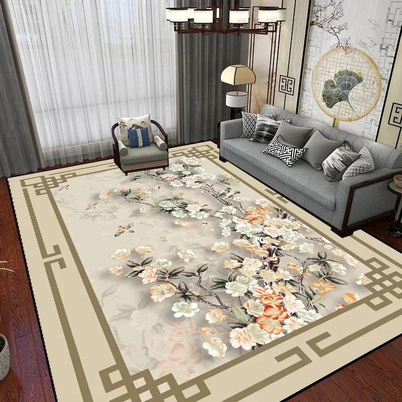 Luxurious Chinese Style Carpet for Living Room Washable Lounge Large Room Rug Soft Non-slip Floor Mat Bedroom Carpet Outdoor Rug