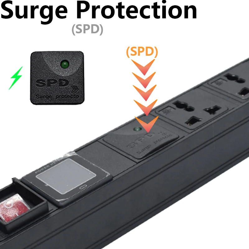 PDU Power Strip UK Plug Distance Universal Socket Surge Protector Wattmeter Power Meter Voltmeter Extension Board