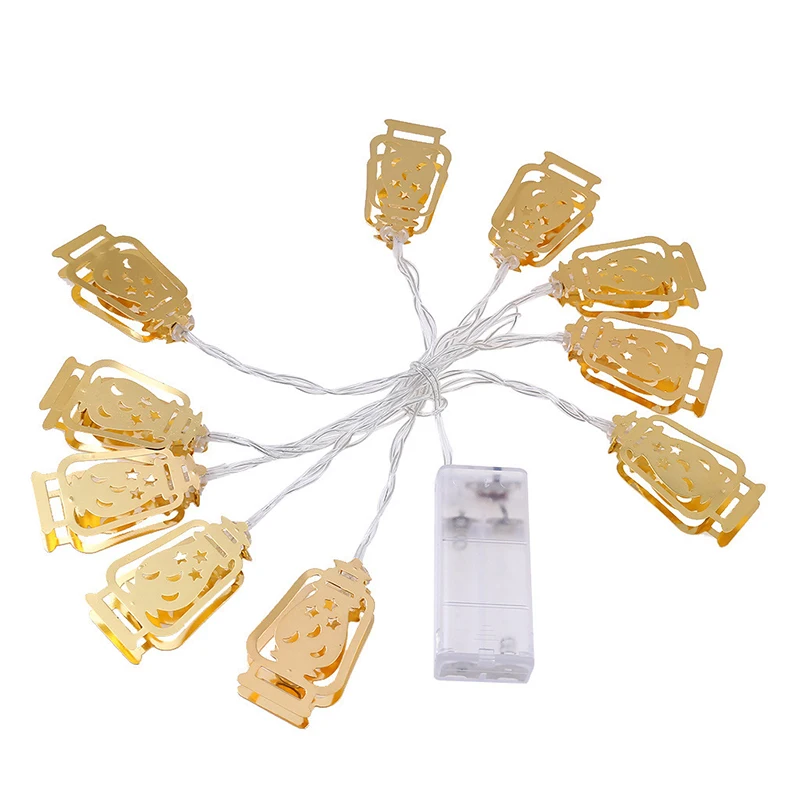 Ramadan Fairy String Lights, 1.5m 10 leds Moon Star lampada a lanterna a cherosene, a batteria per la decorazione domestica all'aperto Ramadan