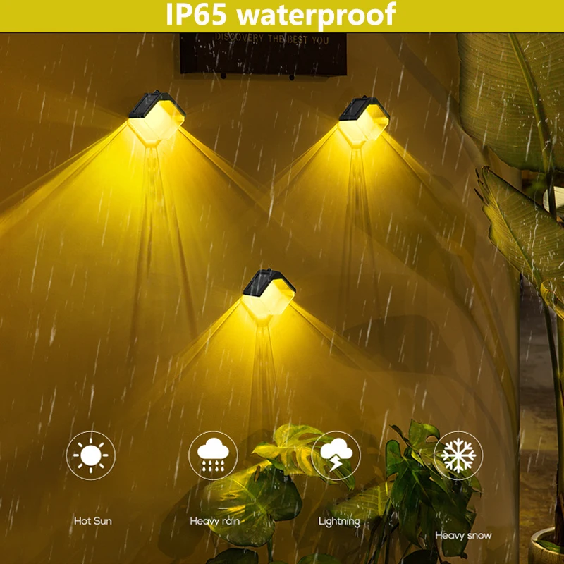 LED Solar Light Outdoor 2 Lighting Modes Waterproof Solar Powered Wall Lamps for Pathway Garden Deck Landscape Decor Solar Lamp