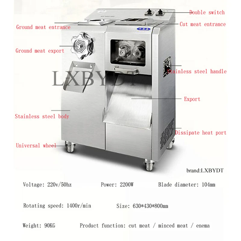 Electric Meat Mincer Grinder Stainless Steel Chopper Food Processor Garlic Mud Maker Blender Large Capacity
