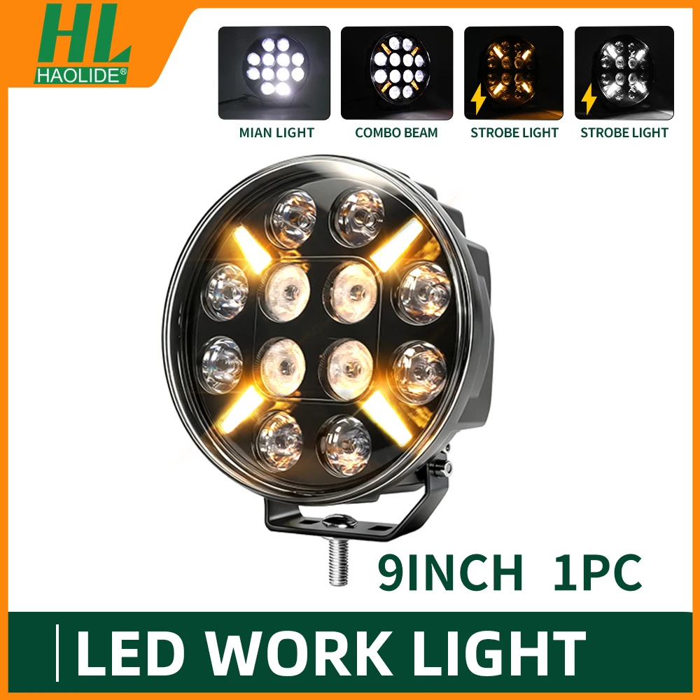 HAOLIDE 7 inch ronde spot floodlight bar met hoog/laag licht DRL LED werk- en rijlamp voor vrachtwagen, jeep, off-road, SUV, UTV, ATV, mistlampen