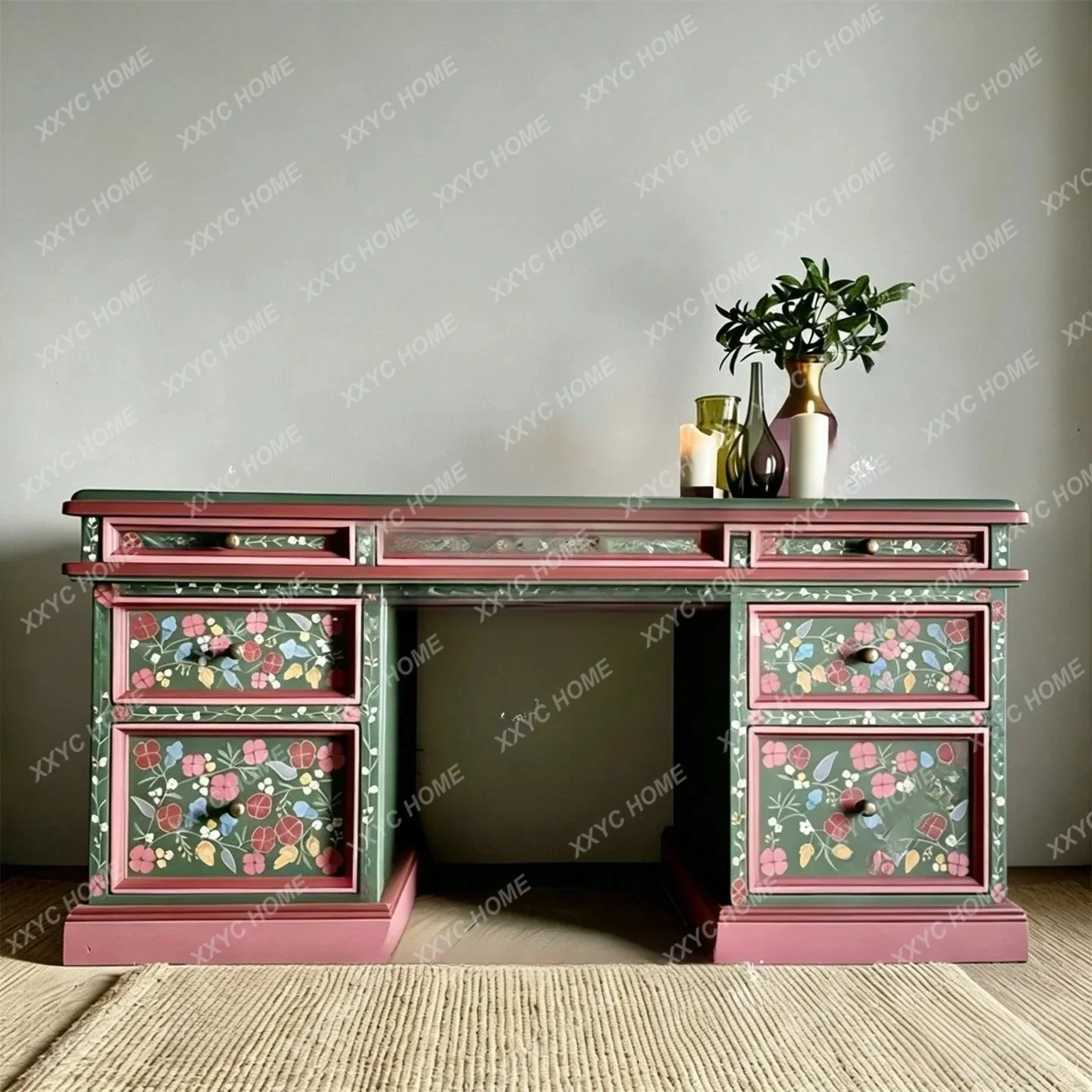solid wood desk multifunctional dresser rural storage