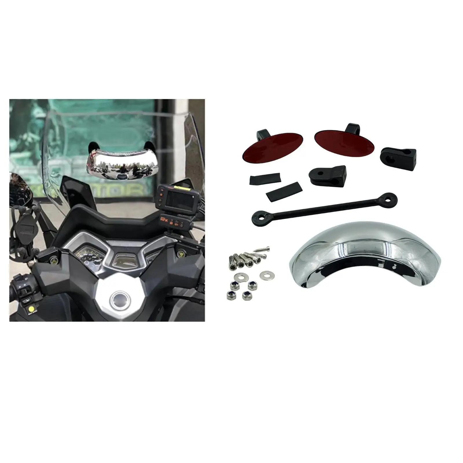 Universal Motorcycle Mirror 180 Central Windscreen Mount Blind Mirror for image 4