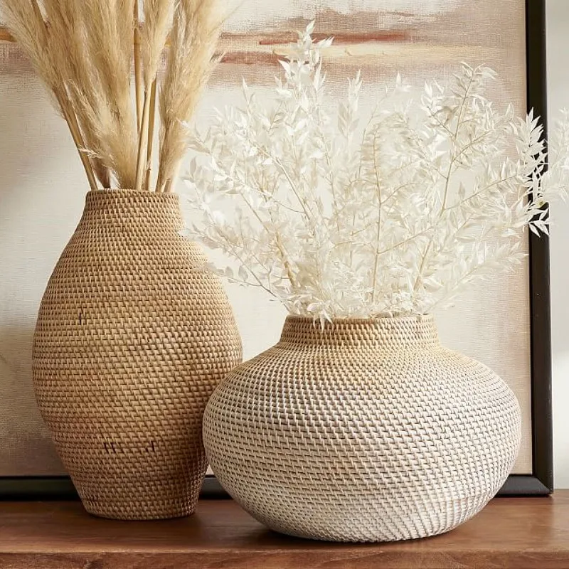 Rattan quality creative art sense vase flower ware, Japanese American rattan ware porch decoration