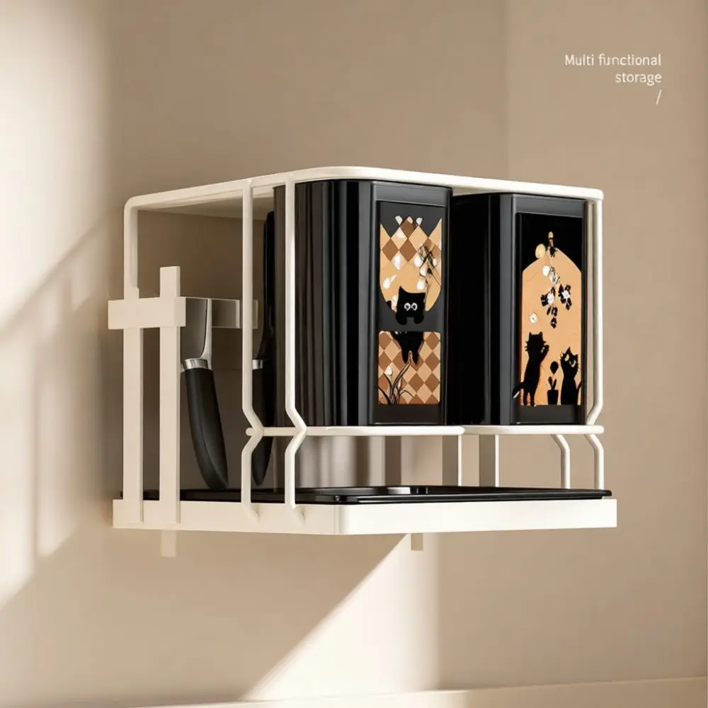 Durable Kitchen Storage Rack Block Chopsticks Cage Organizer Countertop Utensil Shelf Plastic Steel Stand