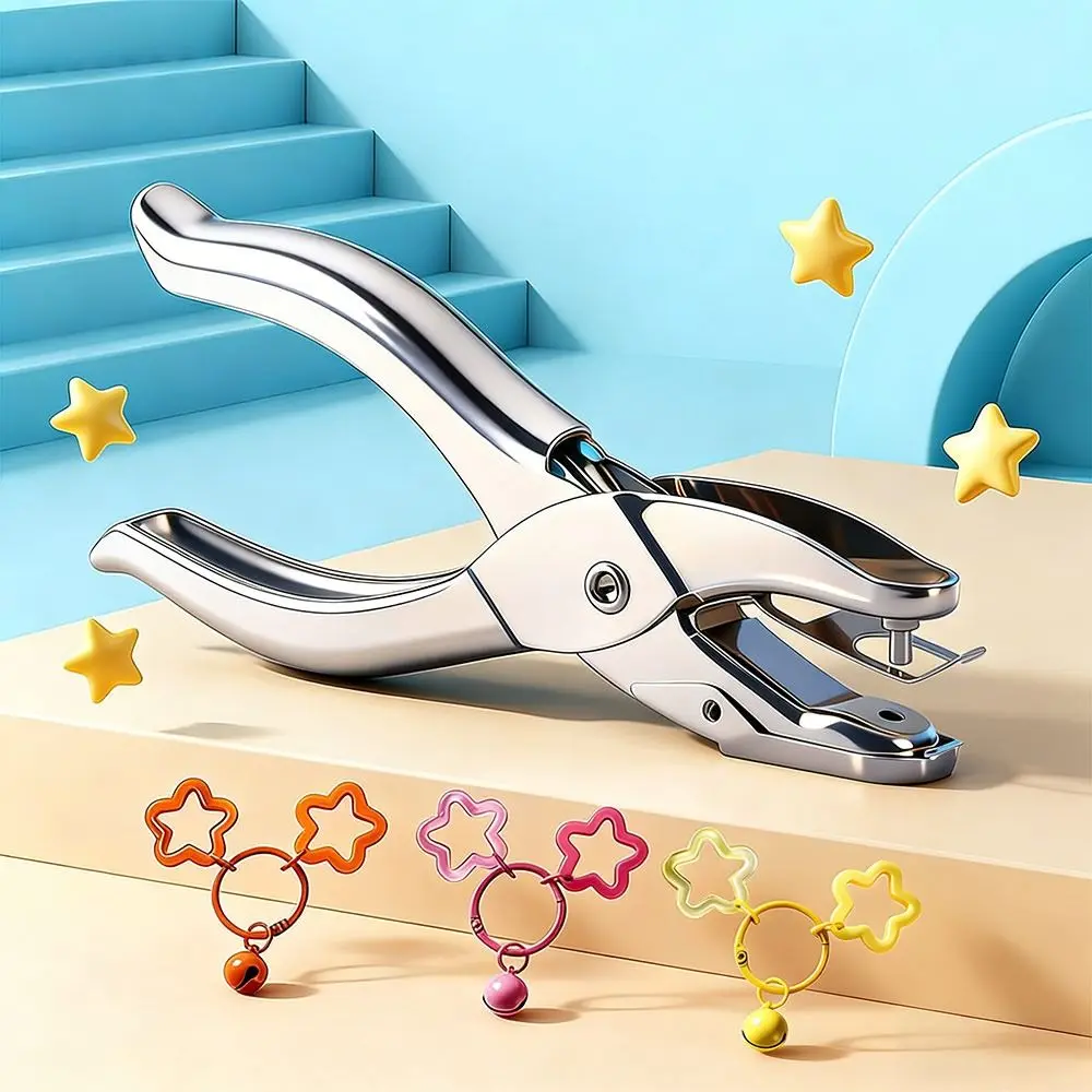 Metal Perler Beads Hole Punch Heart Circle Shape Handle Embossing Punch 1.5/3/6mm Single Hole Paper Cutter Binding Stationery