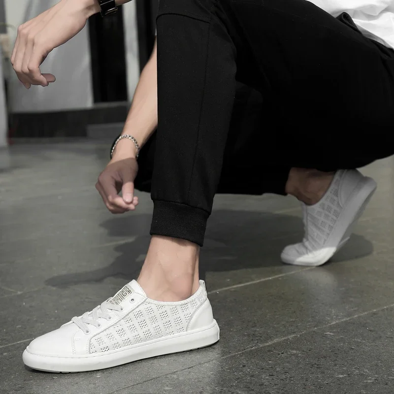 fashion mesh shoes men summer Mens Casual Shoe lace up Sneakers Breathable Comfortanle Shoes comfortable outdoor Man Shoes image 4