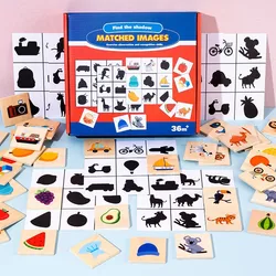 Wooden Montessori Kids Toy Find Shape Animal Fruit Shadow Matching Jigsaw Puzzle Thinking Game Early Education Learning Toy Gift