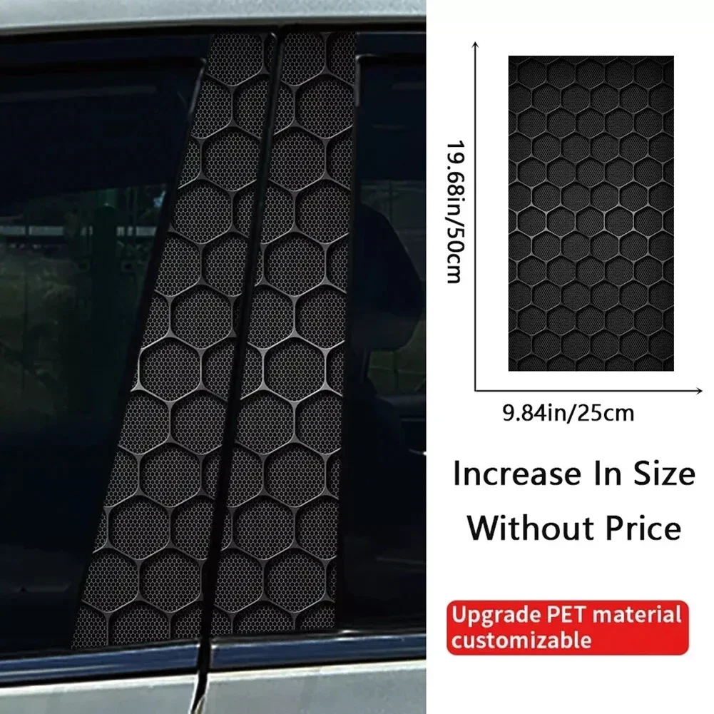 

2pcs For Honeycomb Car B-Pillar Waterproof Decal Diy Car Door Post Sticker Center Column Decor Cover Scratch DIY PET Decals
