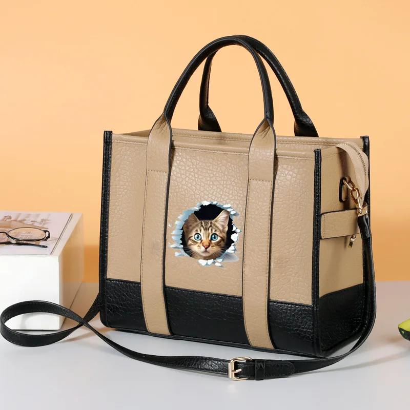 Luxury Handbag 2023 New High Capacity Pu Cat Head Trend Fashion One Shoulder Women's Bag Crossbody Handheld Tote Bag
