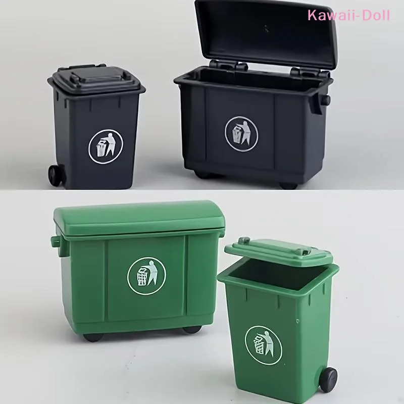 2/4Pcs Mini Desktop Storage Bin Portable Trash Container Dollhouse Ornament Cosmetic Jewelry Storage Box Stationery Organizer