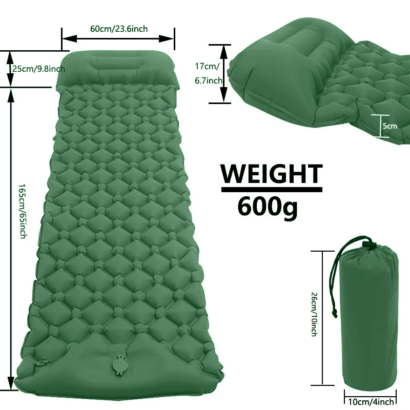Outdoor Inflatable Camping Mat with Pillow Self-Inflating Sleeping Pad for Hiking Climbing Tourist Mattress