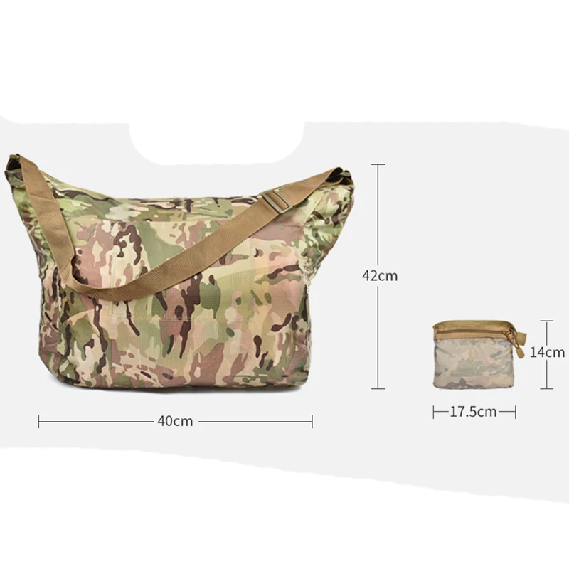 Bolsa de viaje plegable de gran capacidad, bolsa de lona impermeable, resistente al desgaste, bolsa táctica portátil para exteriores con correa para el hombro