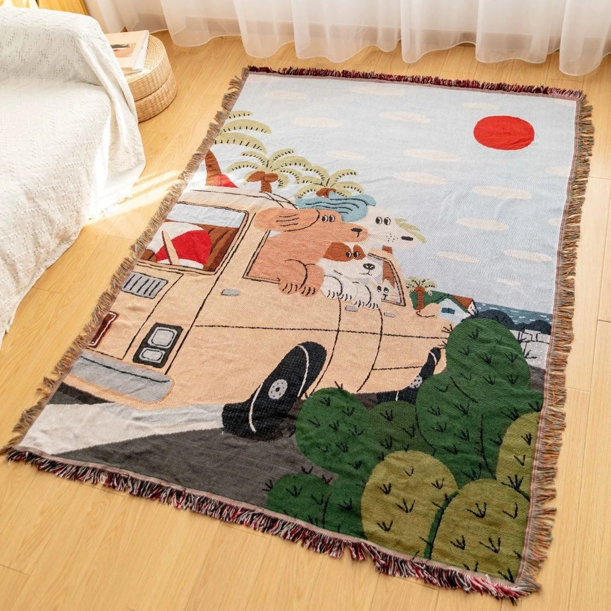 Cartoon Knitted Leisure Blanket Sofa Cover Decorative Artistic Casual Tow Rug Room Decor Light Luxury Four Seasons Universal