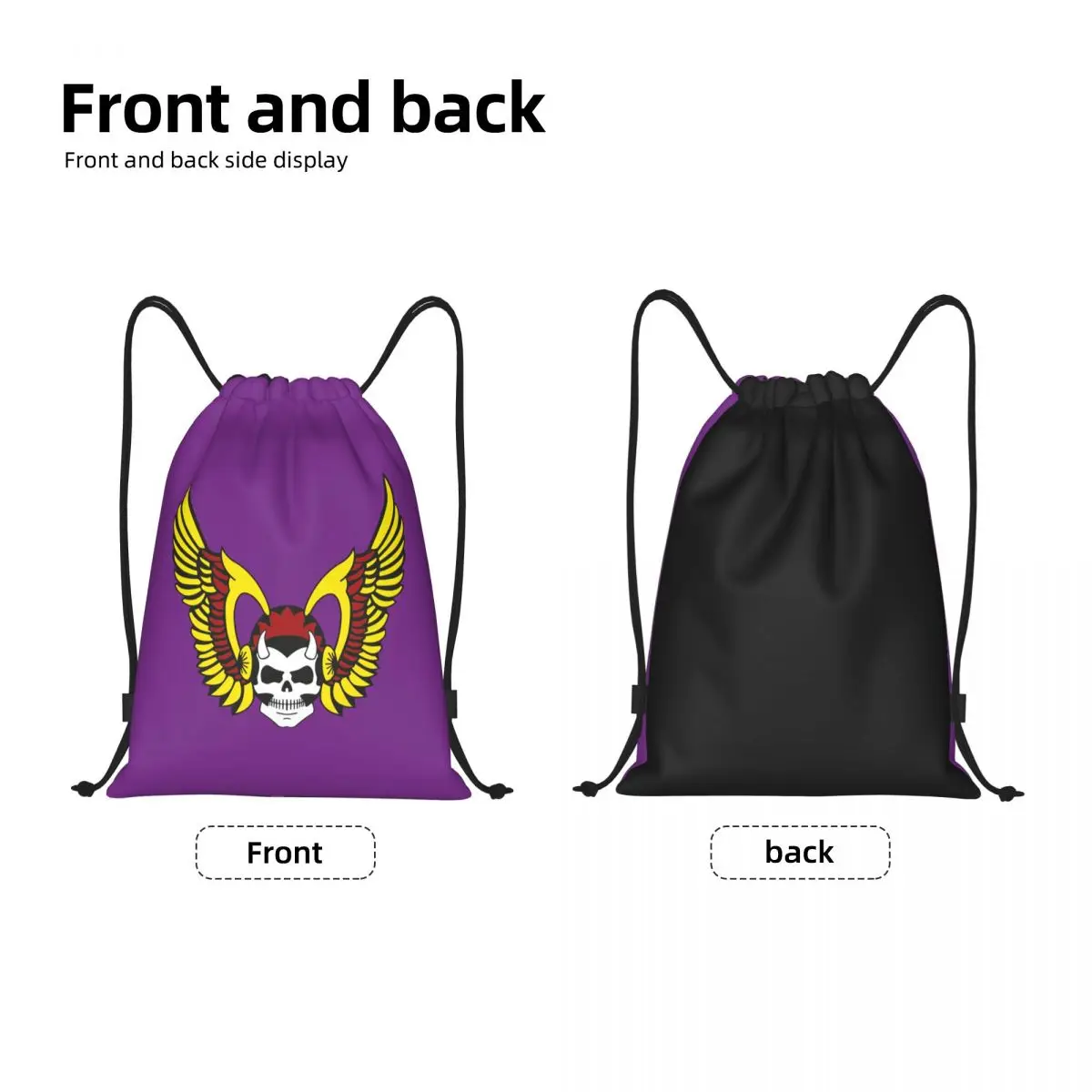 Custom Hell HAMC Angel Drawstring Backpack Women Men Gym Sport Sackpack Foldable Motorcycle Club Shopping Bag Sack