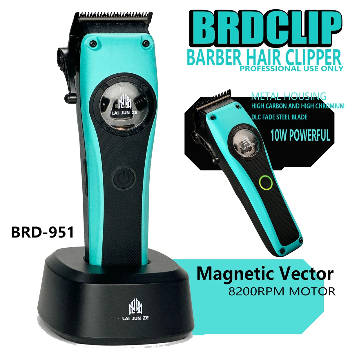 BRDCLIP BRD 951 8200RPM Magnetic Vector Motor Professional Men's Hair Clipper 10W Powerful  Barber Cutting Trimmer Salon Use