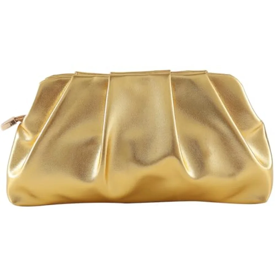 

Evening Bag for Women Ruched Clutch Purse Detachable Metal Chain Crossbody Bag