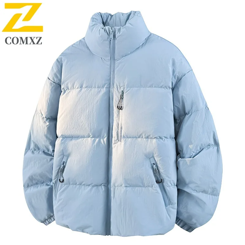 سترة COMXZ للرجال عالية الجودة بياقة واقفة للمشي لمسافات طويلة وتسلق الجبال ومضادة للرياح معطف شتوي خفيف الوزن للشارع #3