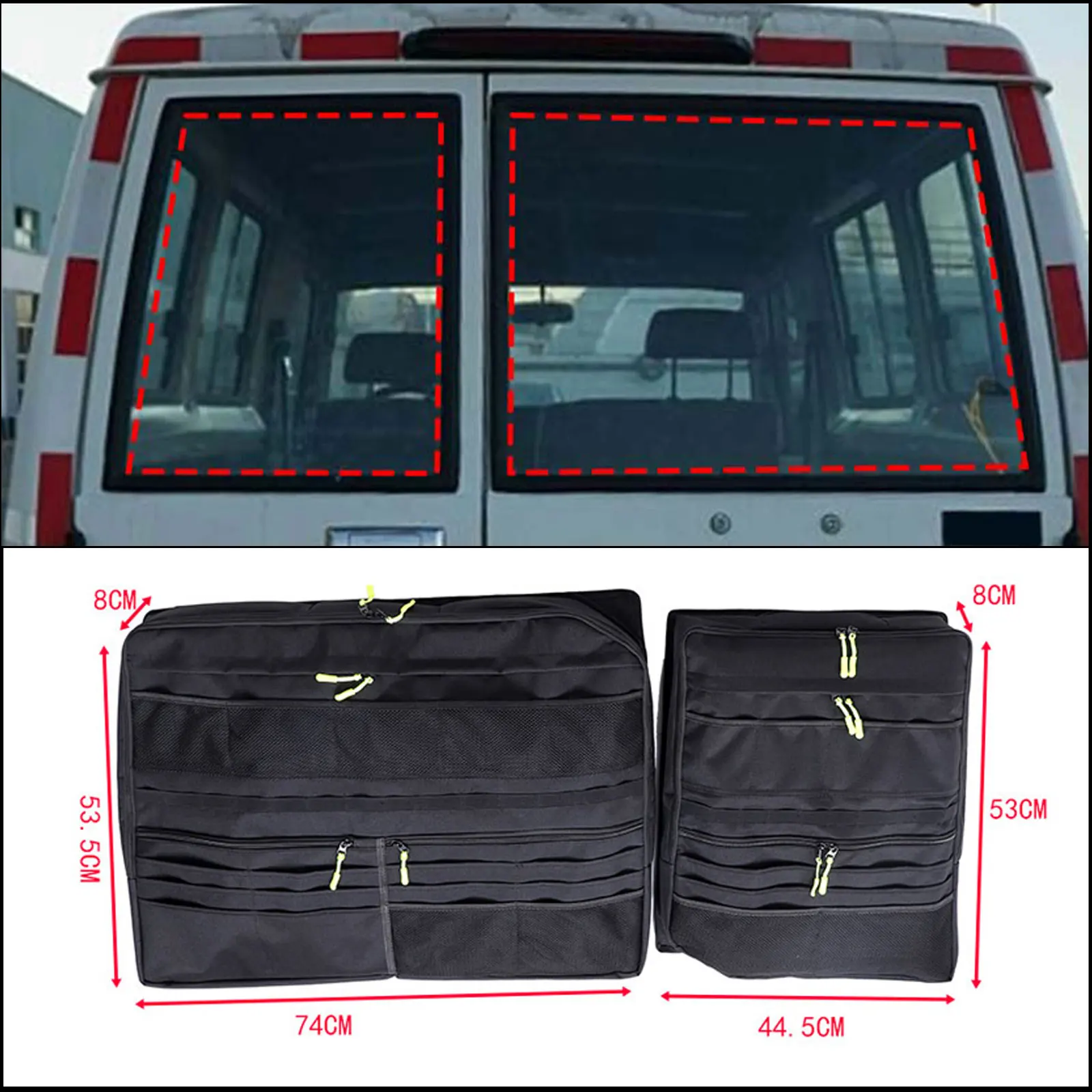 Zinky Oxford cloth Car tailgate multi-function storage window bag for Toyota Land Cruiser LC76/LC78 2024 + Storage accessories