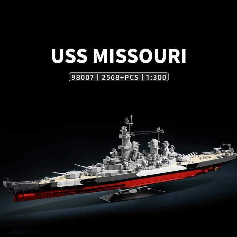 العسكرية 1:300 يو اس اس اس ميسوري اللبنات مجموعات WW2 البحرية سفينة حربية الطوب أطقم منمذجة الكبار الاطفال تحصيل هدية 2568 قطعة #2