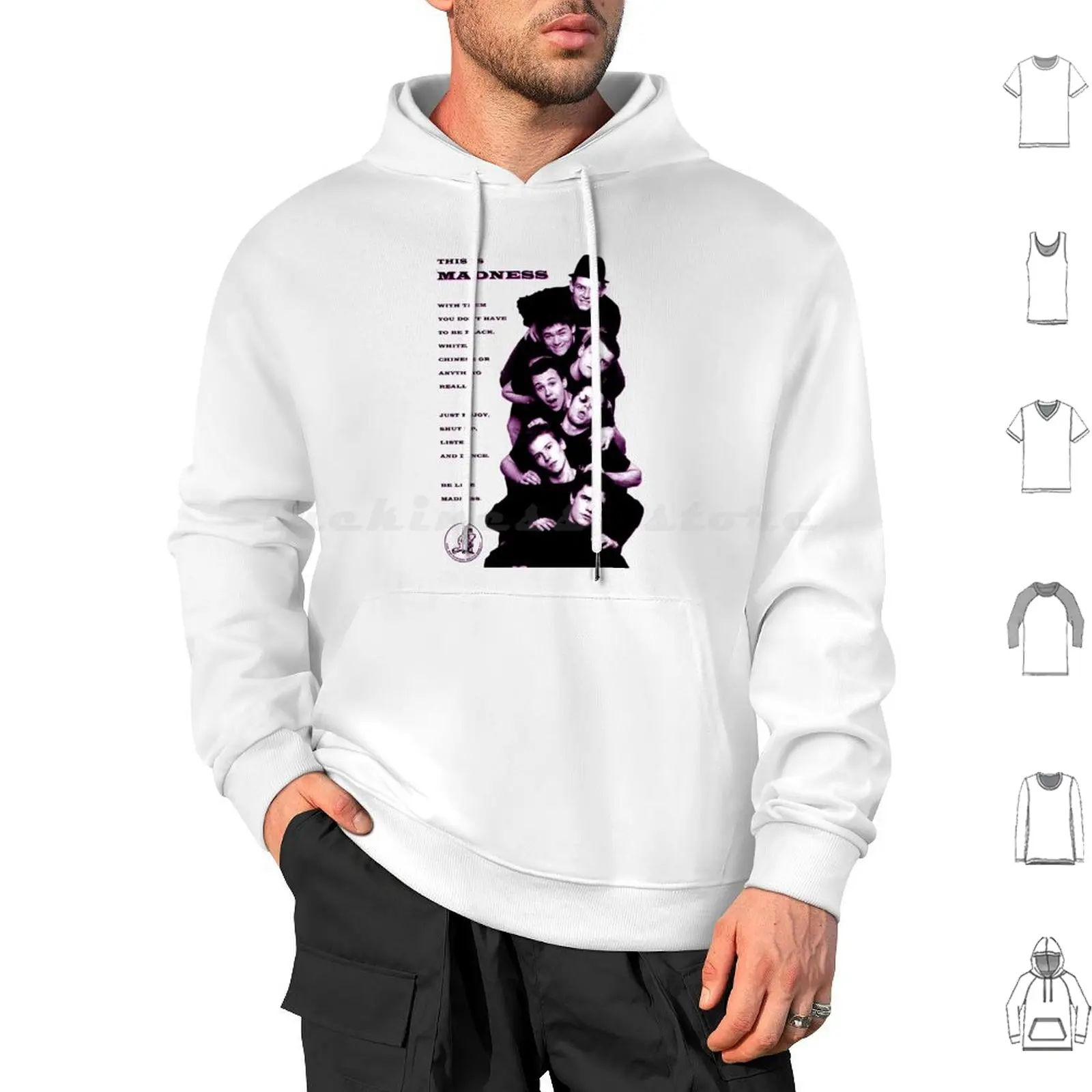 سترة Madness بغطاء للرأس بأكمام طويلة Madness Ska Suggs Nutty Boys خطوة واحدة ما وراحة العمل واللعب قارب E P الليلي إلى Cairo