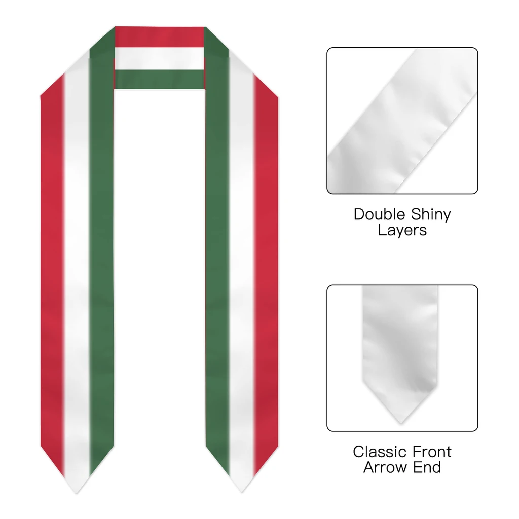 Graduation Sash Hungary Flag scarf Shawl Stole Sapphire Blue with Star Stripe Bachelor Gown Accessory Ribbon 180*14cm